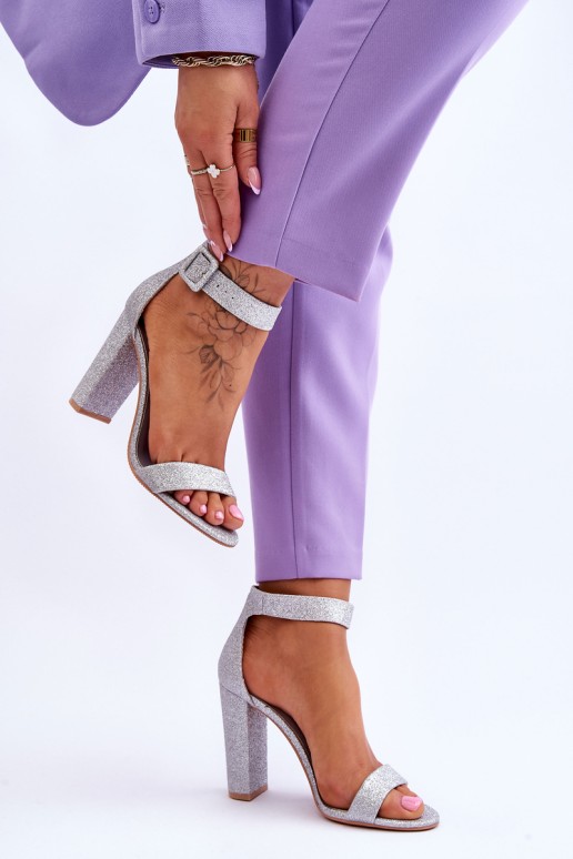 Moteriškos stiletto sandalai Brocade Silver Joalice