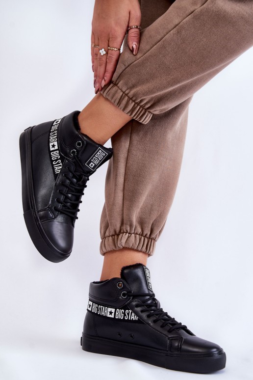 Women's High Leather Sneakers Big Star EE274355 Black