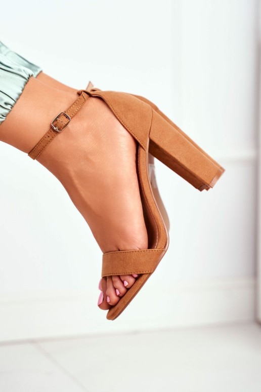Women's Stiletto Sandals Suede Camel Anastasie