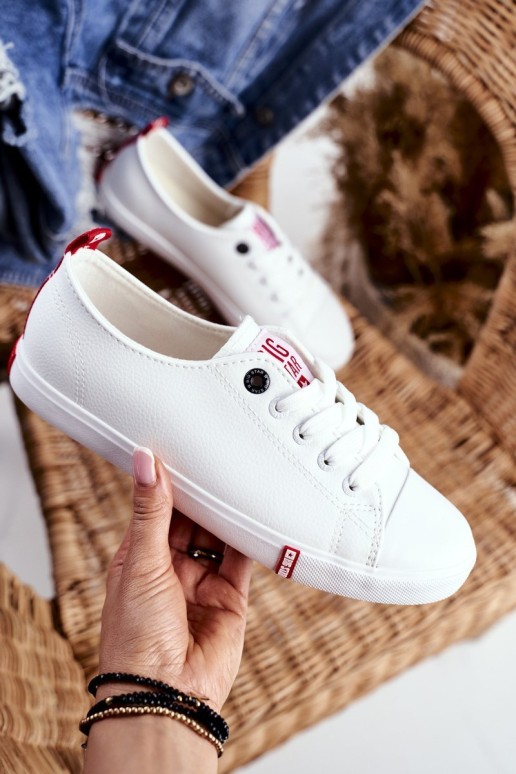 Women's Leather Sneakers Big Sta GG274005 White-Red