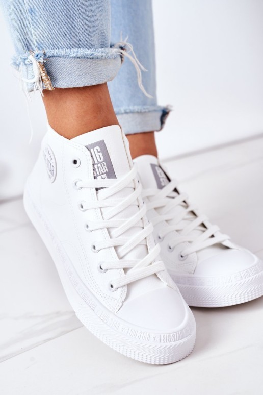 Women's Leather High Sneakers Big Star GG274016 White