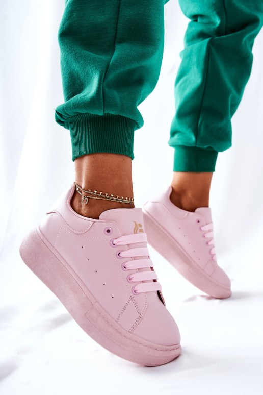 Leather Sneakers On A Platform Pink Lemmy