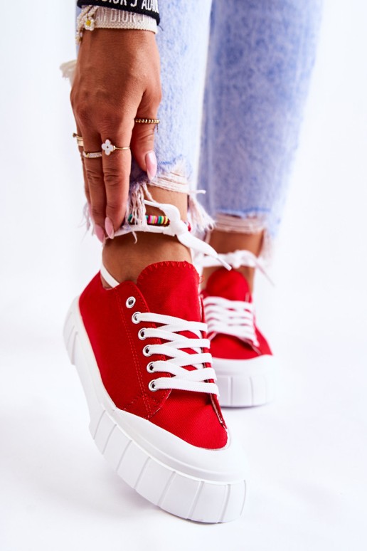 Women's Sneakers On The Platform Red Comes