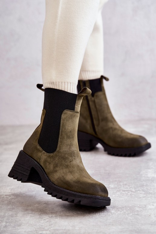 Women's Warm Boots On Heel Green Abella