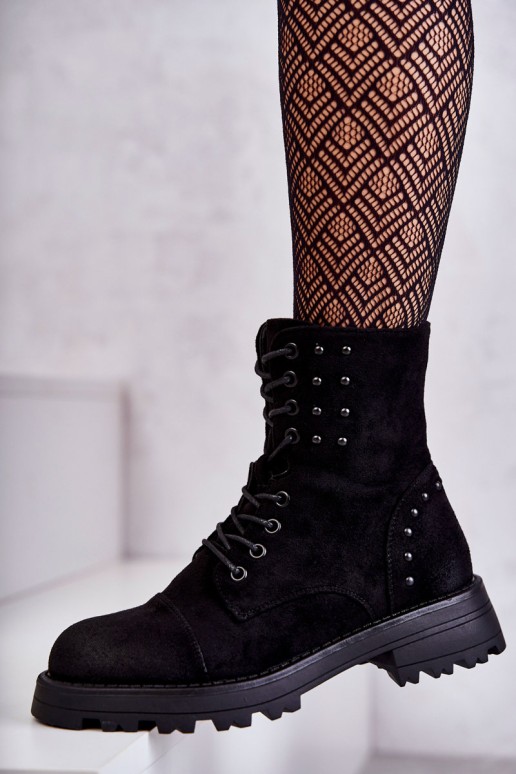 Suede Boots With Studs Black Palmira