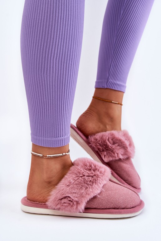 Women's Warm Slippers With Fur Dark pink Franco