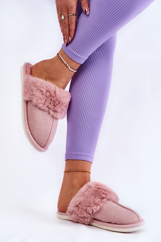 Women's Warm Slippers With Fur Light pink Franco