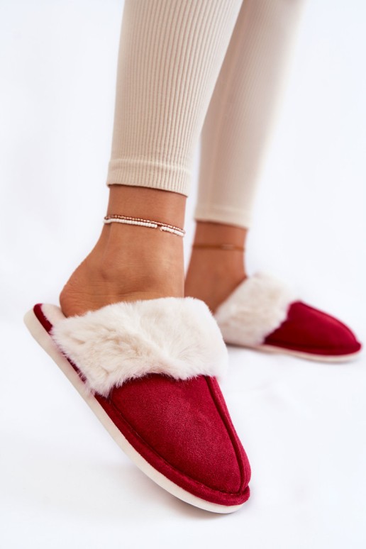 Women's Smooth Slippers With Fur Red Morisea