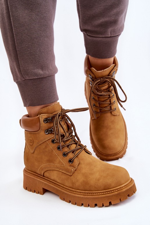 Women's Insulated Trapper Boots Lace Up Camel Halfway