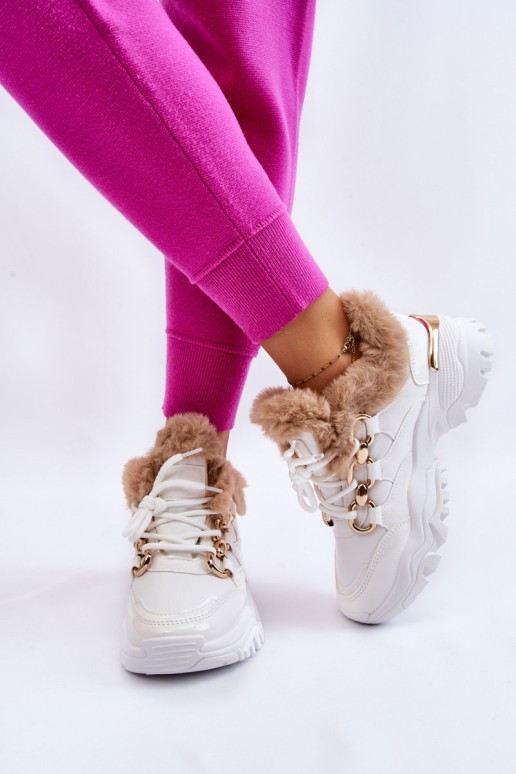 Moteriški izoliuoti sportiniai batai, suvarstomi baltos spalvos kerberos