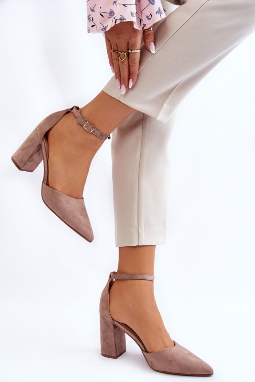 Suede Heel Pumps Dark Beige Lexie