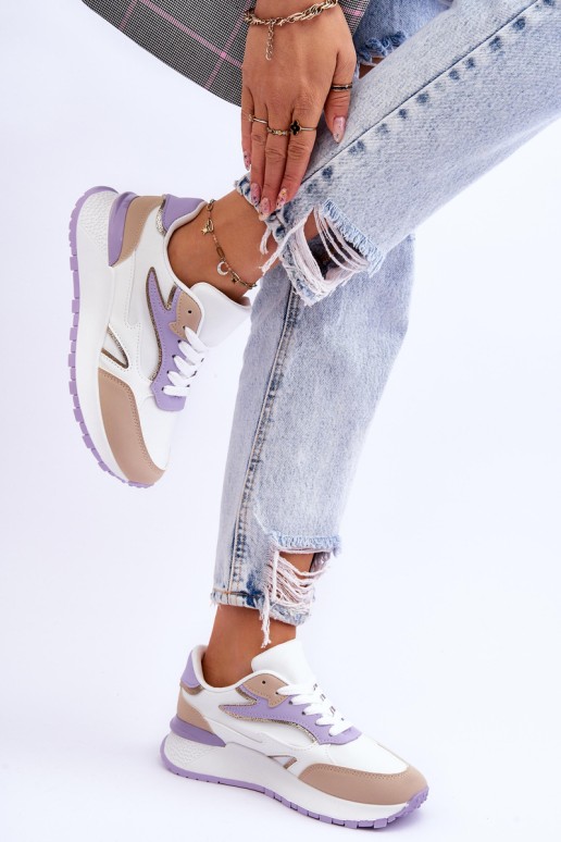 Women's Platform Sports Shoes White-Purple Henley