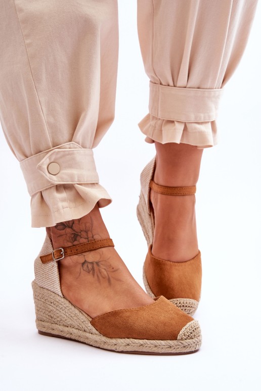 Suede Espadrilles Wedge Sandals camel Cammer