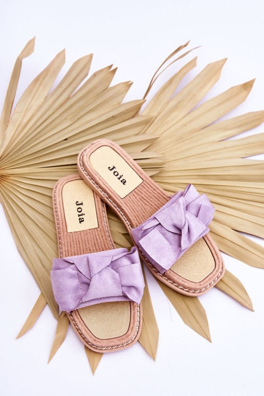 Suede Women's Slippers With Bow Violet Amber