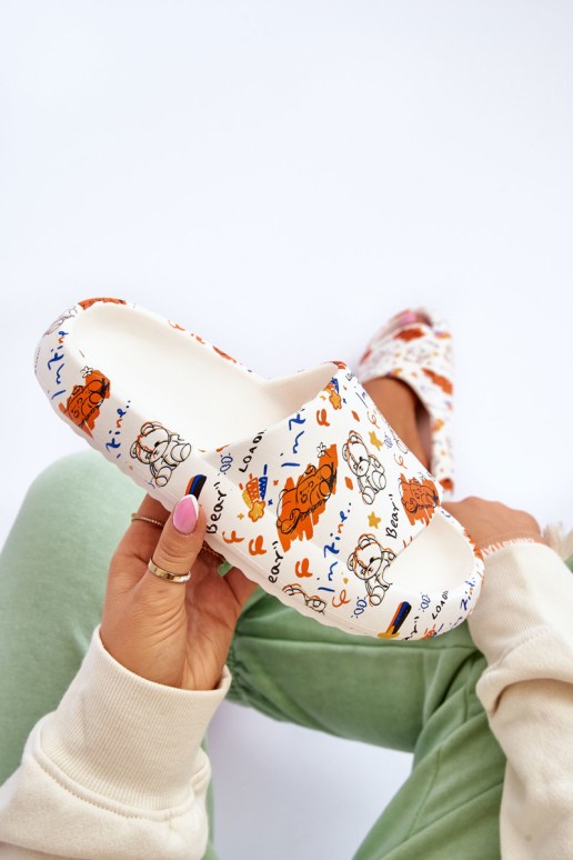 Women's Foam Slippers With Teddies And Letters Beige-orange Zoey