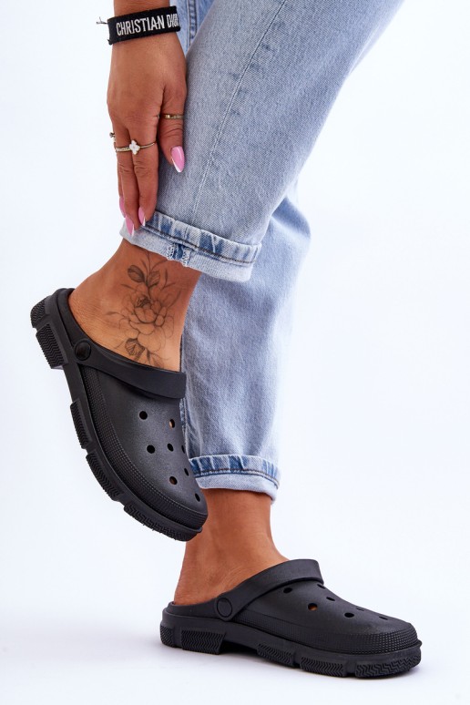 Women's Rubber Crocs Black Rabios