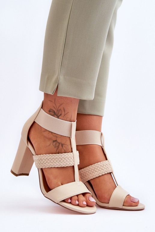 Leather Sandals High Heel Boots Beige Marren