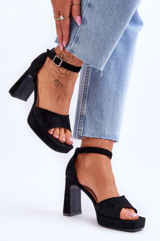 Suede Classic Platform Sandals Black Classy