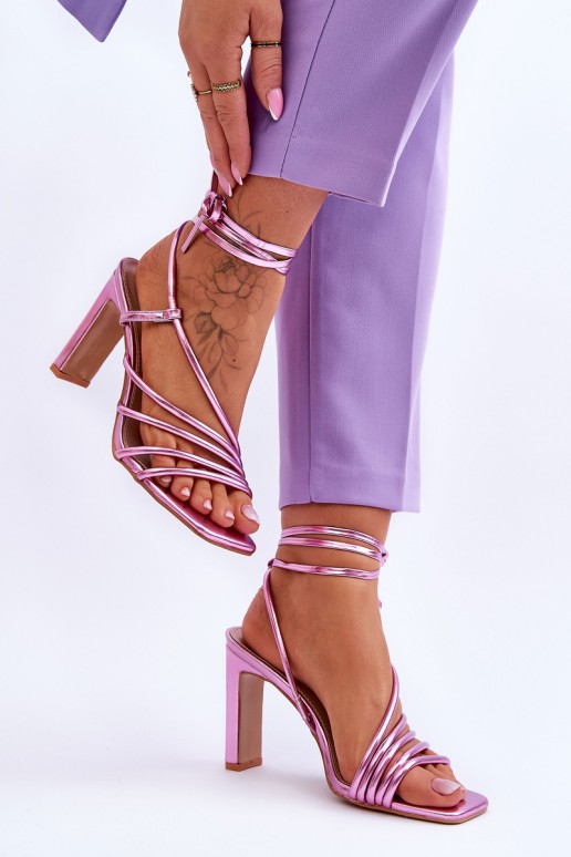 Fashionable Heeled Sandals Pink Tessoro