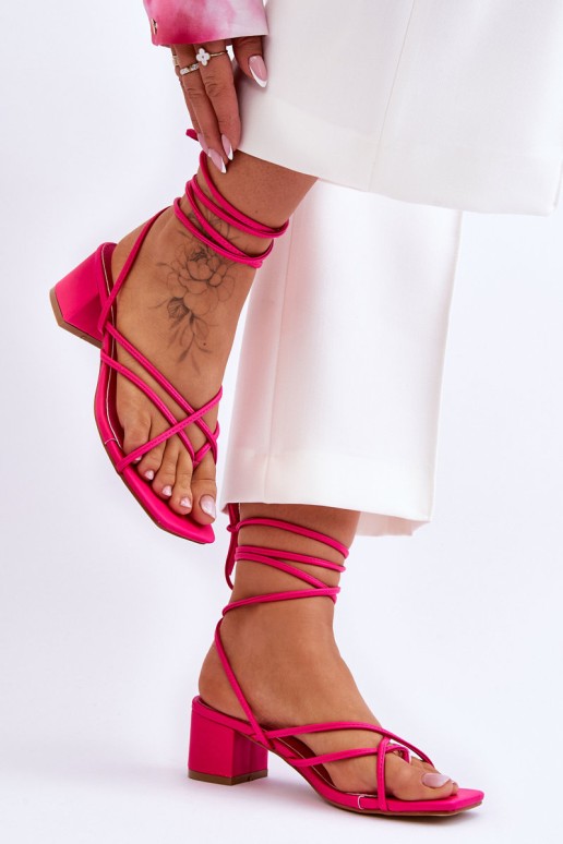 Tied Sandals With High Heels Pink Secret Love