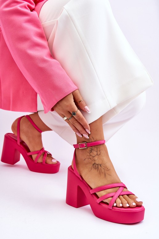 Fashionable High Heels Sandals With Straps Fuchsia Shemira