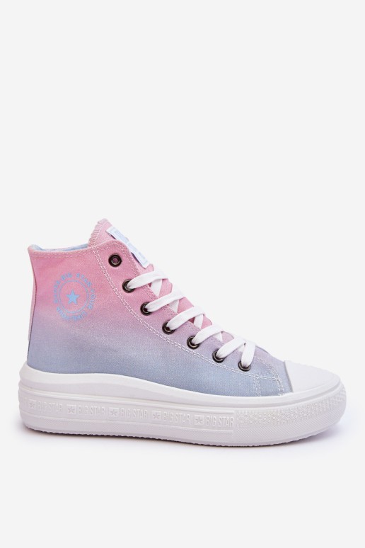 High Platform Sneakers Big Star LL274A191 Pink and Blue