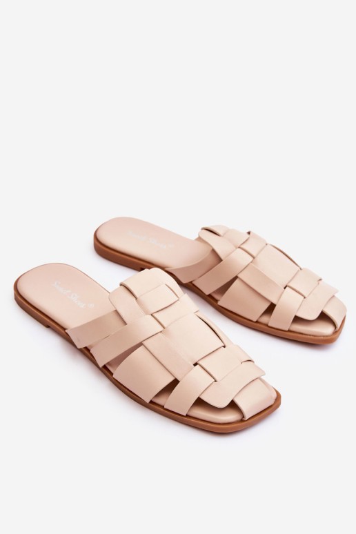 Women's Striped Slippers Light beige Reyna