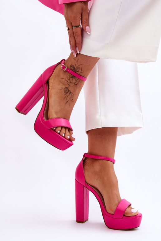 Leather Sandals On A High Bar And Platform Pink Sky Dream