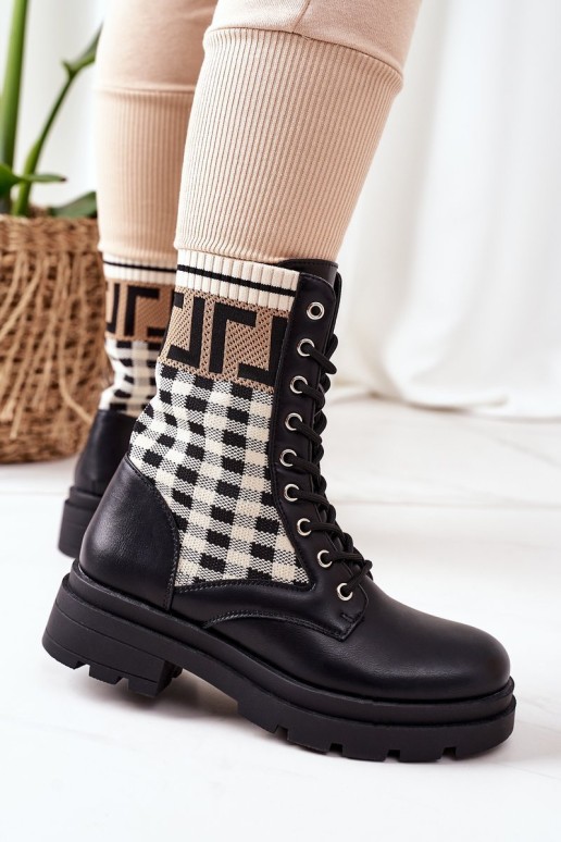 Elastic Fabric Boots Black Love Story