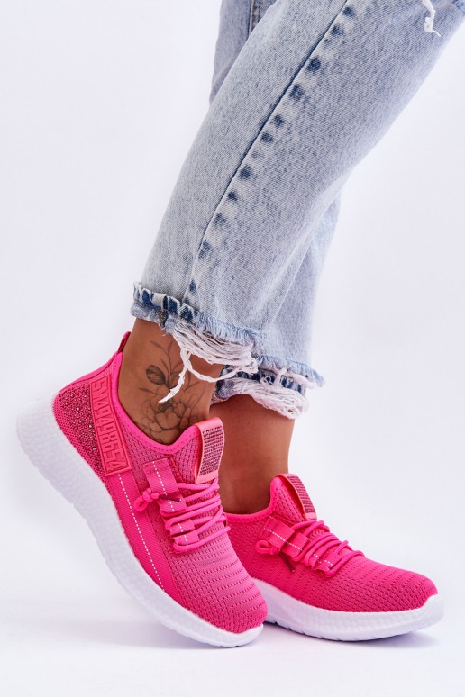 Moteriški užsegami sportiniai batai Neoniniai rožiniai laikyk mane!