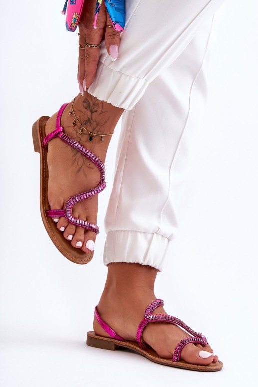 Women's Slip-On Sandals with Embellishments Pink Hayen