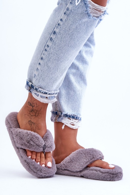 Women's Furry Slippers Papcie Gray Elma