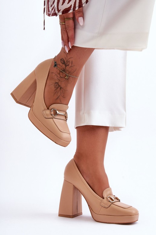 Stylish Leather Pumps Nude Rouse