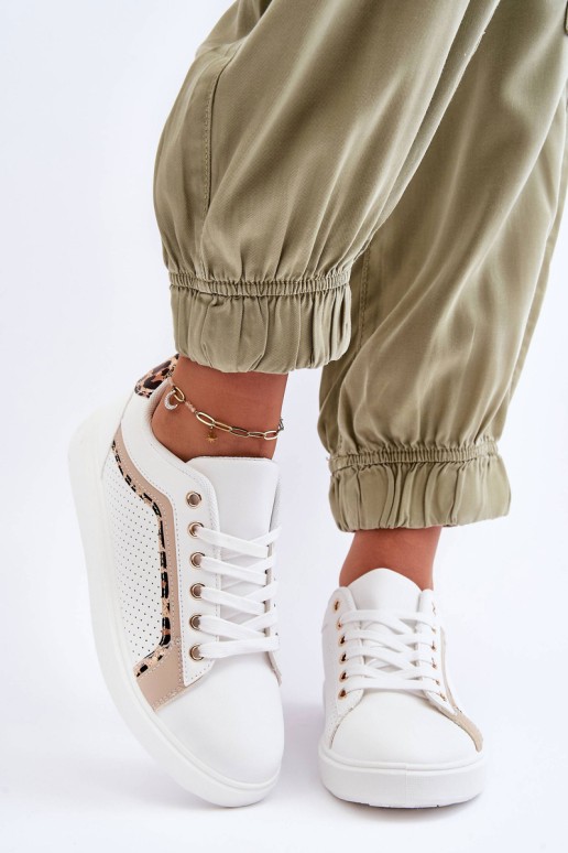 Moteriški klasikiniai sportiniai batai baltai smėlio spalvos Amaranti