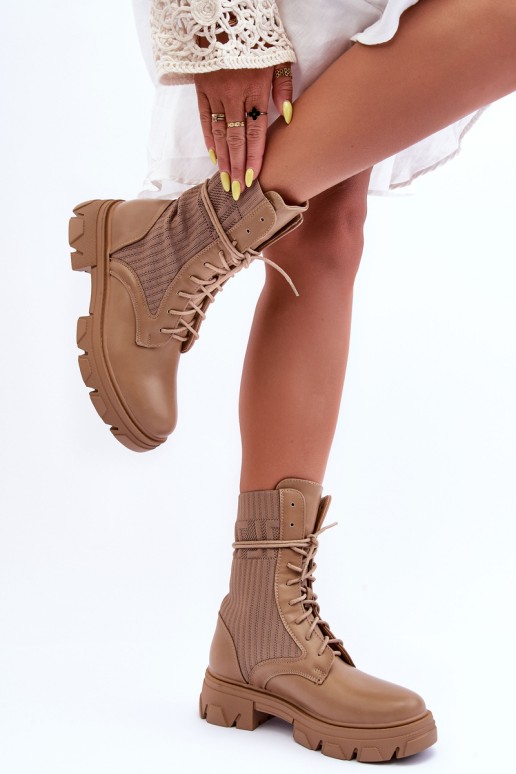 Women's Laced Ankle Boots Dark Beige Marlissa