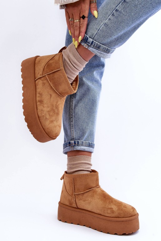 Brown Corcoran Suede Snow Boots On Platform