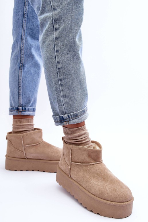 Suede Snow Boots On Platform Beige Corcoran