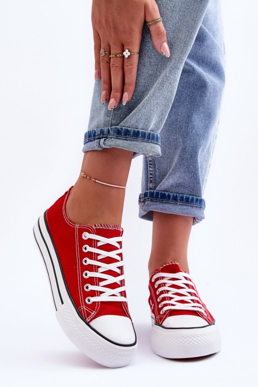 Jazlyn Low Classic Sneakers On Red Platform