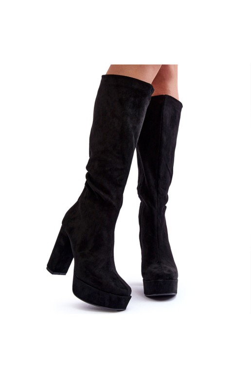 Over The Knee Boots With Heel And Platform Black Baldrema