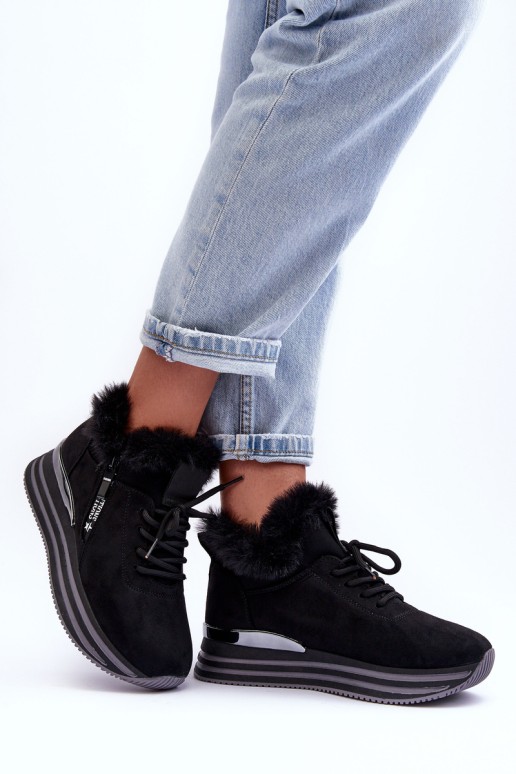 Platform Furry Sports Shoes Black Jamarie