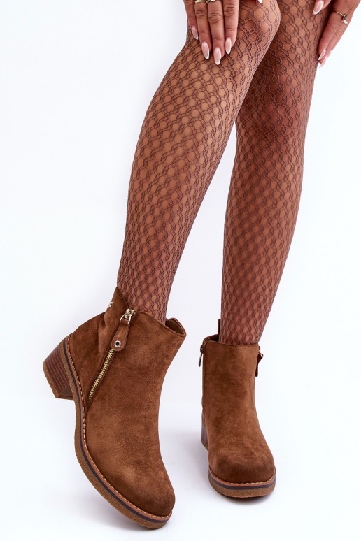 Low Heel Suede Boots Brown Laurisa