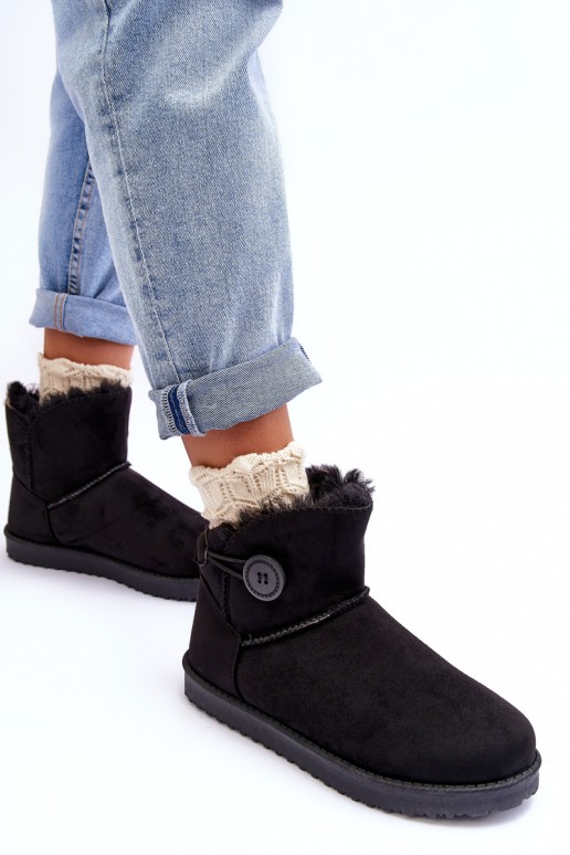 Women's Quilted Snow Boots With Ornament Black Siriol