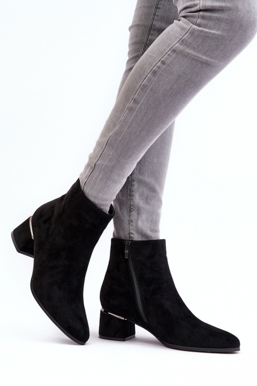 Women's Suede Boots on Heel Black Mebassa