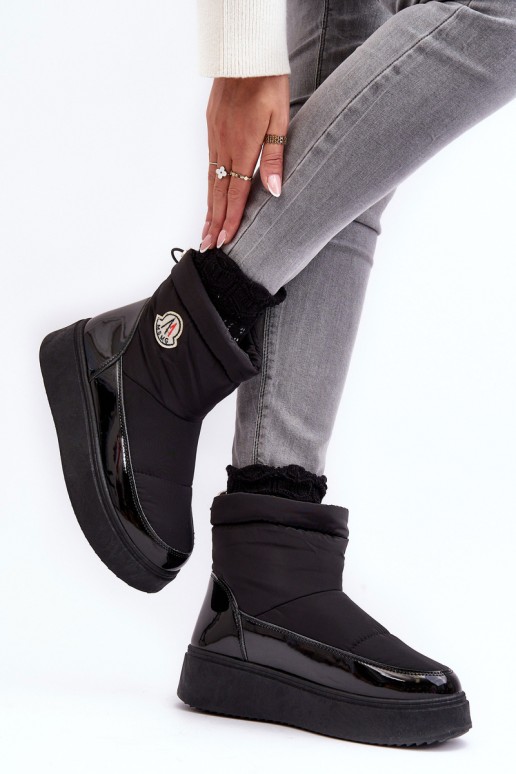 Women's Slip-On Snow Boots On Platform Black Gattea