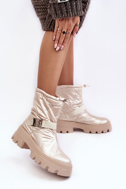 Women's Boots On Massive Sole And Flat Heel Beige Werikse