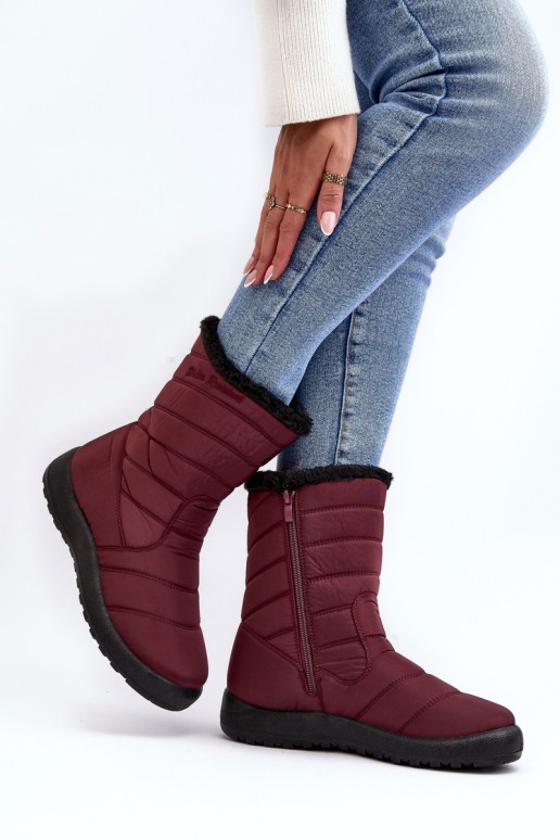 Women's High Padded Snow Boots Burgundy Luxina