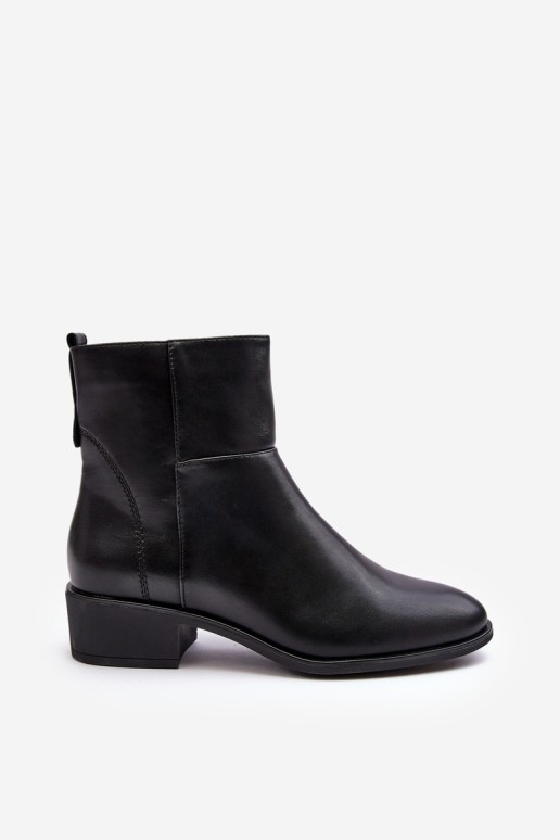 Women's Leather Zip-Up Boots Black Semotti