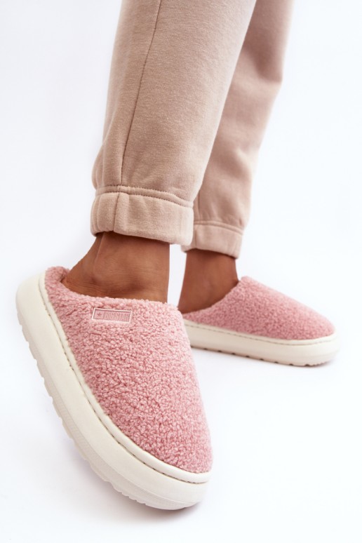 Furry Lined Slippers On Thick Sole Pink Big Star MM274131
