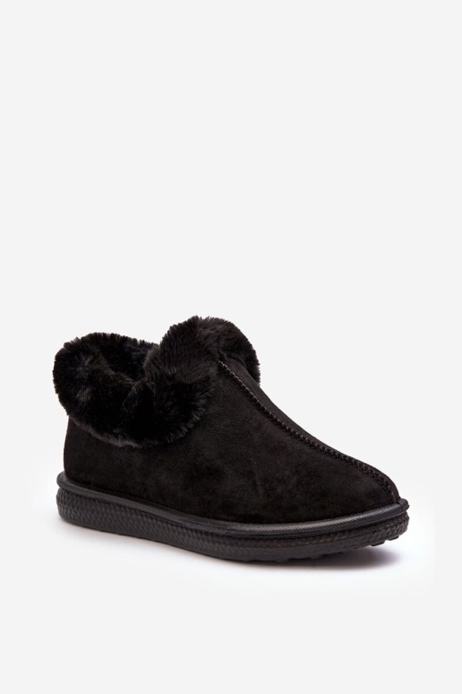 Women's Low Snow Boots with Fur Black Pilani