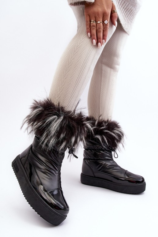 Women's Snow Boots with Fur Black Big Star MM274379